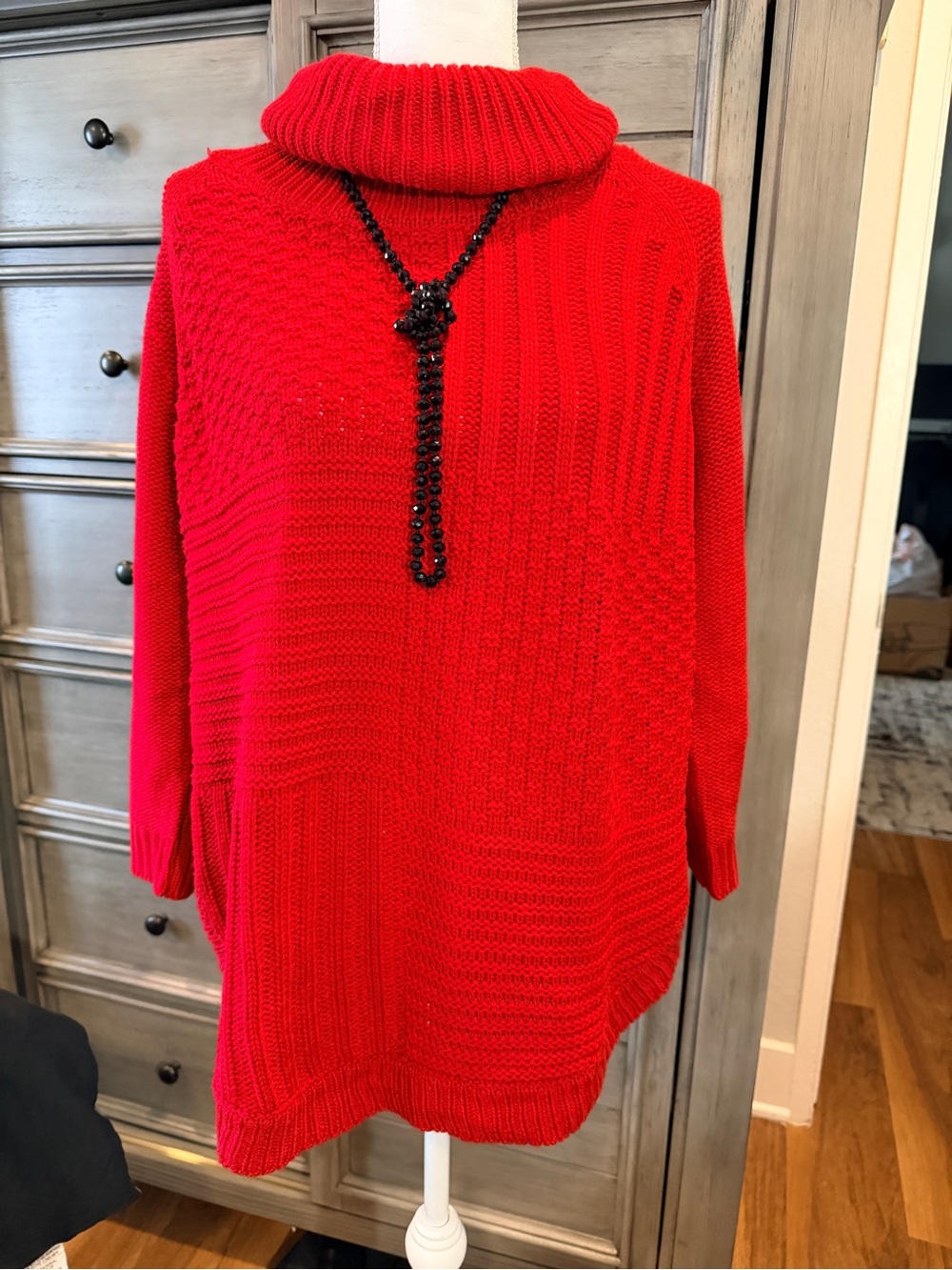 Liz Claiborne Bright Red Cowl Neck Sweater